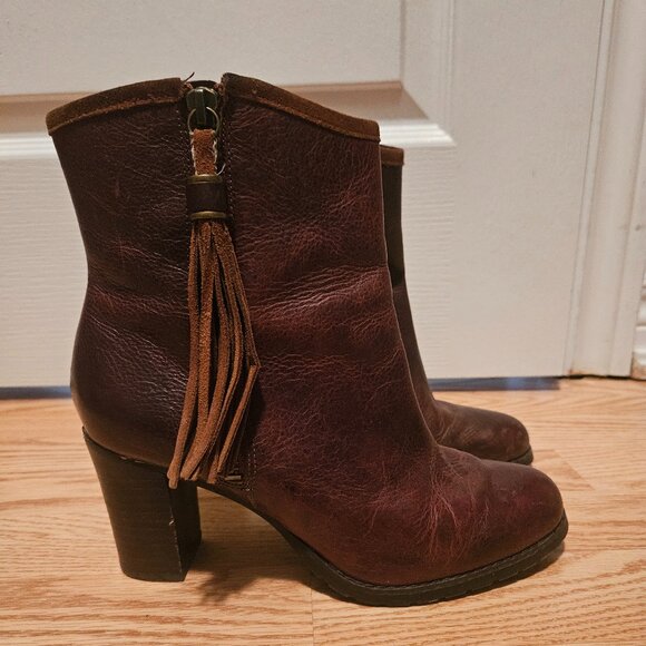 Lauren Ralph Brown Leather Ankle Boots - Picture 1 of 6